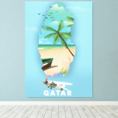 Toile Affiche de voyage illustrée du Qatar (Insitu (Plancher de Bois))