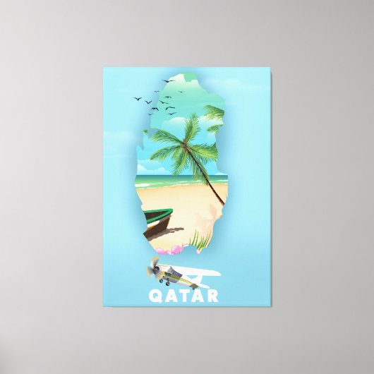 Toile Affiche de voyage illustrée du Qatar (Recto)