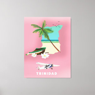 Toile Affiche de voyage illustrée par carte du Trinidad