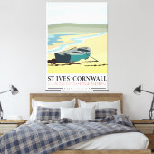 Toile Affiche de voyage nautique St Ives Cornwall. (Insitu(Chambre))