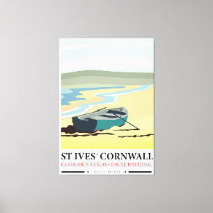 Toile Affiche de voyage nautique St Ives Cornwall.