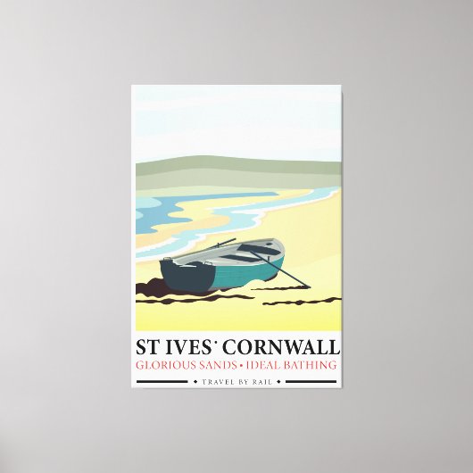 Toile Affiche de voyage nautique St Ives Cornwall. (Recto)