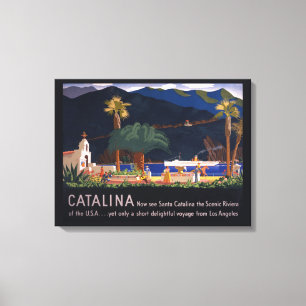 Toile Affiche de voyage - Père Noël Catalina Island, Cal
