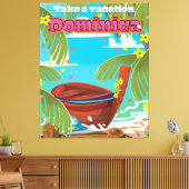 Toile Affiche de voyage rétro Dominique. (Insitu(Salon))