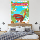 Toile Affiche de voyage rétro Dominique. (Insitu(Chambre))