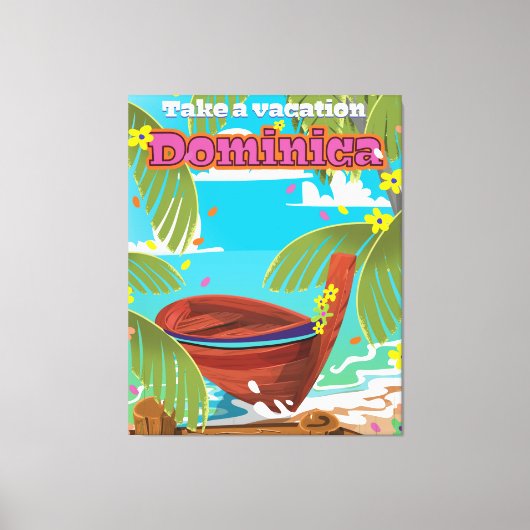 Toile Affiche de voyage rétro Dominique. (Recto)