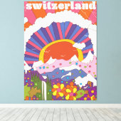 Toile Affiche de voyage rétro Suisse (Insitu (Plancher de Bois))