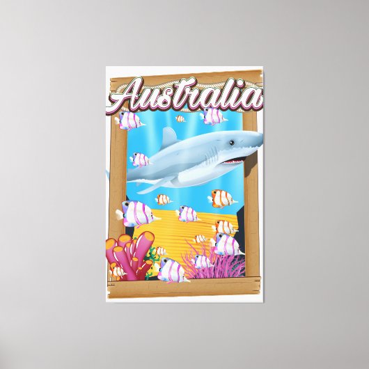 Toile Affiche de voyage sous-marine de requin d'Australi (Recto)