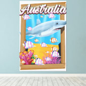 Toile Affiche de voyage sous-marine de requin d'Australi (Insitu (Plancher de Bois))