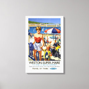 Toile Affiche de voyage vintage d'Angleterre Weston Supe