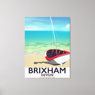 Toile Affiche de voyage vintage de la plage de Brixham D