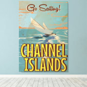 Toile Affiche de voyage vintage des îles Channel (Insitu (Plancher de Bois))