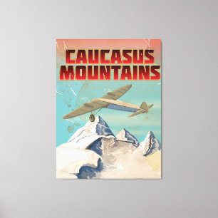 Toile Affiche de voyage vintage des montagnes du Caucase