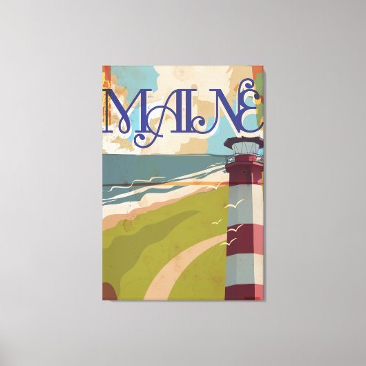 Toile Affiche de voyage vintage du Maine (Recto)