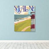 Toile Affiche de voyage vintage du Maine (Insitu (Plancher de Bois))