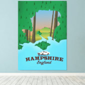 Toile Affiche de voyage vintage Hampshire England. (Insitu (Plancher de Bois))