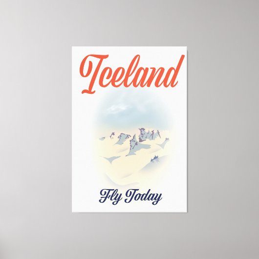 Toile Affiche de voyage vintage Islande "Fly Today" (Recto)