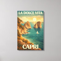 Affiche de voyage vintage La Dolce Vita Capri
