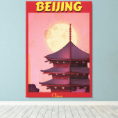 Toile Affiche de voyage vintage Pékin Chine (Insitu (Plancher de Bois))