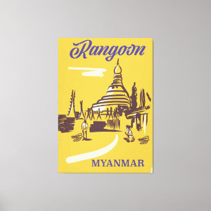 Toile Affiche de voyage vintage Rangoon Myanmar