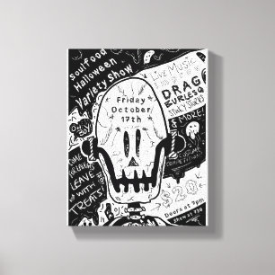 Toile Affiche d'illustration de crâne pour Halloween