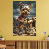 Toile Affiche drôle de Yorkie ouvrier de construction –  (Insitu(Salon))