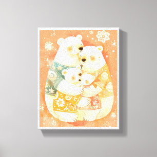 Toile Affiche murale verticale de la famille de ours pol