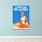 Toile Affiche promotionnelle des plages de Californie (Insitu (Plancher de Bois))