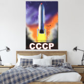 Toile Affiche Rétro Fusée Spatiale de l'Union Soviétique (Insitu(Chambre))