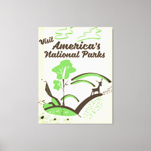 Toile Affiche rétro « Visitez les parcs nationaux d'Amér