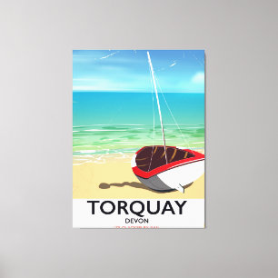 Toile Affiche touristique vintage Torquay Devon