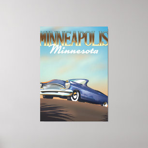 Toile Affiche vintage de voyage de Minneapolis,