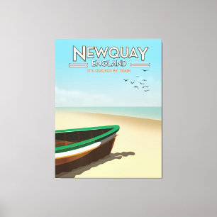 Toile Affiche Vintage de voyage en bord de mer Newquay E
