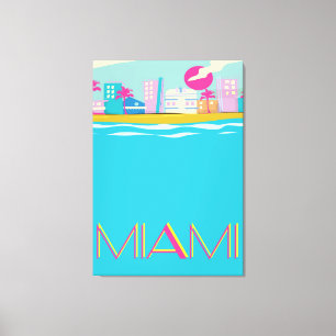 Toile Affiche vintage des années 1980 Miami Travel