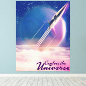 Toile Affiche vintage Explorez l'Univers de l'espace (Insitu (Plancher de Bois))