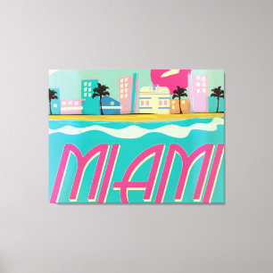 Toile Affiche vintage Miami des années 80
