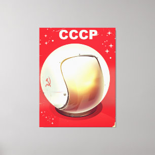 Toile affiche vintage rouge de l'espace soviétique CCCP