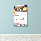 Toile Affiche Vintage voyage de Copenhague restaurée (Insitu (Plancher de Bois))