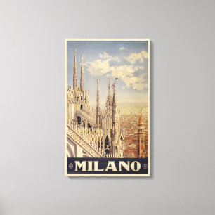 Toile Affiche Vintage voyage De La Cathédrale À Milan, I
