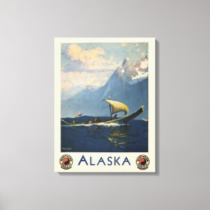 Toile Affiche Vintage voyage pour l'Alaska Pacifique Nor