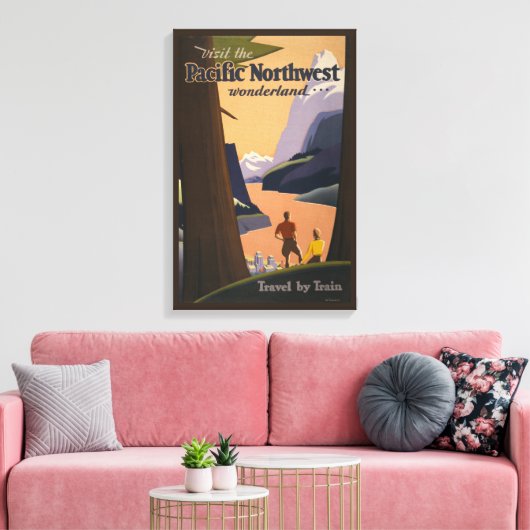 Toile Affiche Vintage voyage Vue Montagne (Insitu(Salon))