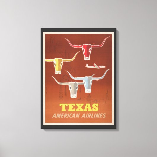 Toile Affiche Voyage Pour American Airlines Vers Texas (Recto)