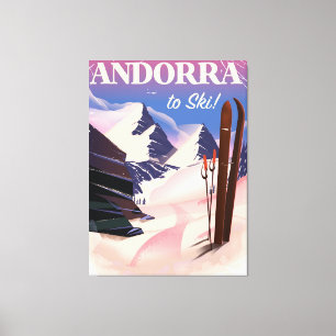 Toile Affiches de ski vintage Andorre