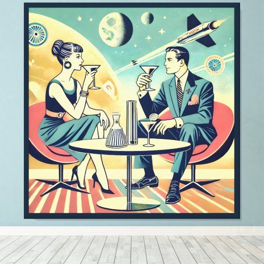 Toile Affiches de voyage spatial Martini Équipage de vol (Insitu (Plancher de Bois))