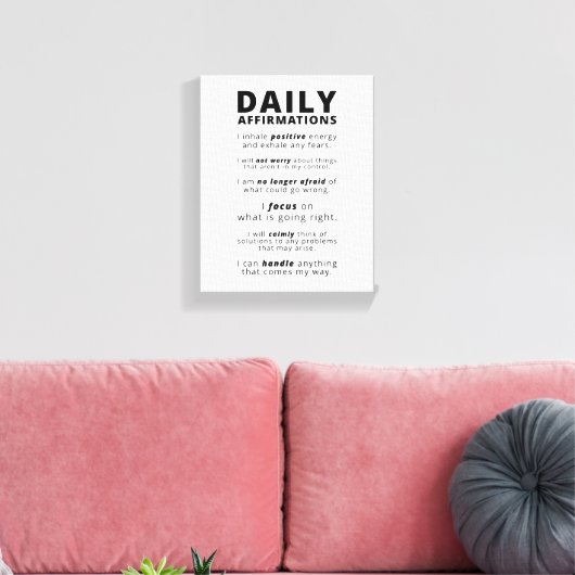 Toile Affirmations Quotidiennes Tableaux d'art mural pos (Insitu(Salon))