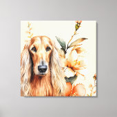 Toile Afghan Hound Dog and Peach Lilies (Recto)