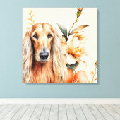 Toile Afghan Hound Dog and Peach Lilies (Insitu (Plancher de Bois))