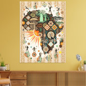 Toile Africa Map Decorative Tribal Elements Pattern (Insitu(Salon))