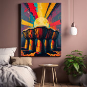 Toile African Drums Wall Art - Bold Abstrait Music Print