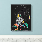 Toile African Girl Line Art coloré (Insitu (Plancher de Bois))